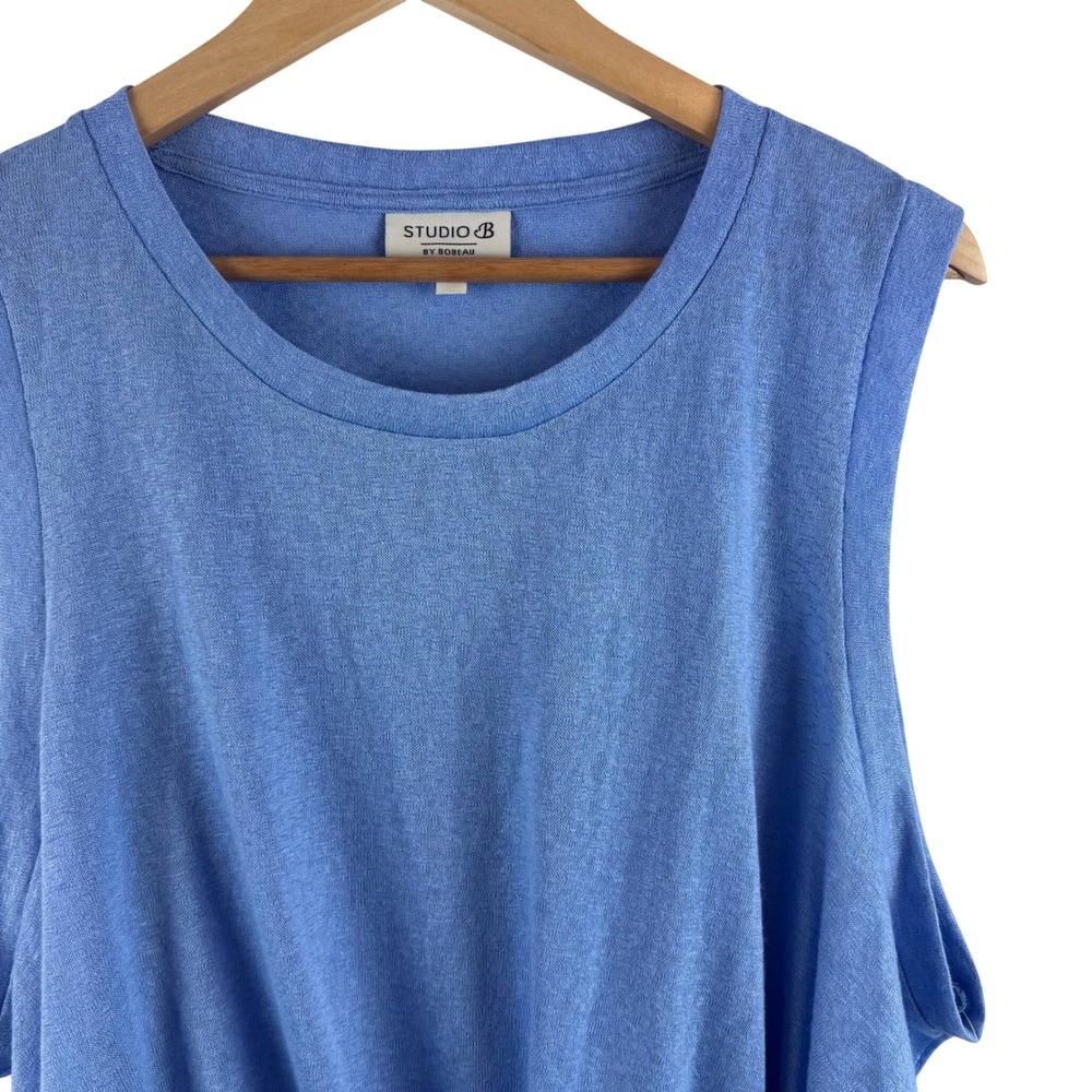 Studio B by Bobeau Front Twist Tank Womens 3X Blue Sleeveless Crew‎ Neck XT5K7B